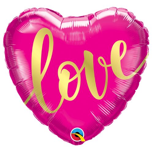 Globo corazón Love fucsia inflado