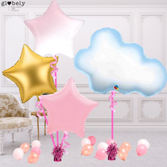 Caja GloBOOM con globos bebé Nube rosa