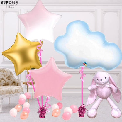 Caja GloBOOM con globos bebé Nube rosa