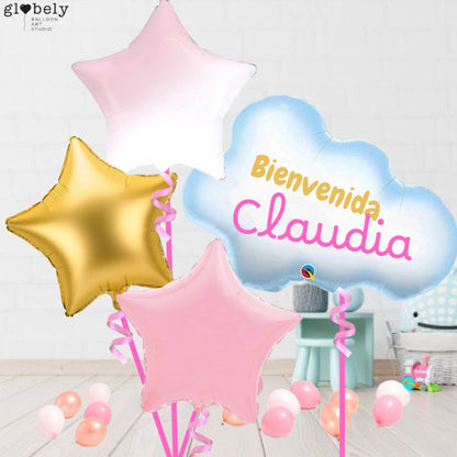 Caja GloBOOM con globos bebé Nube rosa