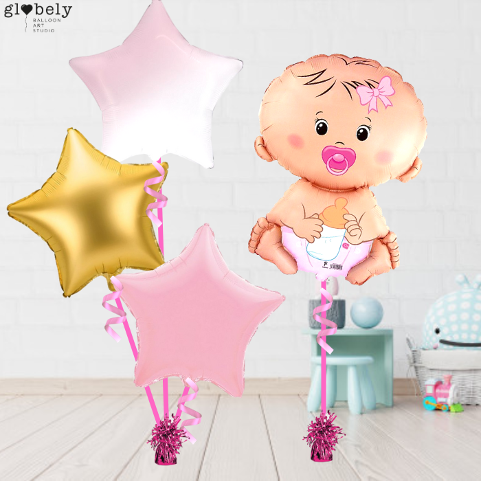 Caja GloBOOM con globos Bebé rosa