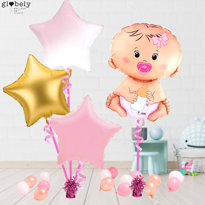 Caja GloBOOM con globos Bebé rosa