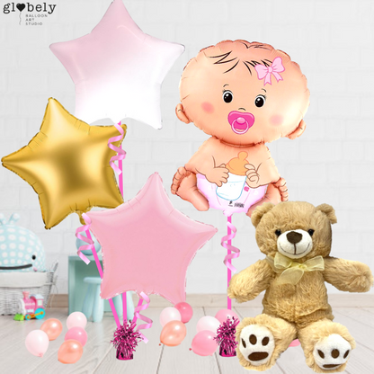 Caja GloBOOM con globos Bebé rosa