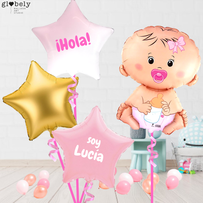 Caja GloBOOM con globos Bebé rosa