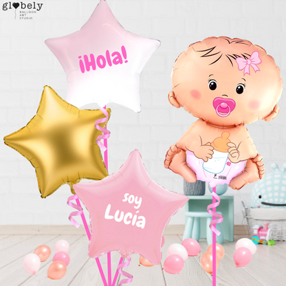 Caja GloBOOM con globos Bebé rosa