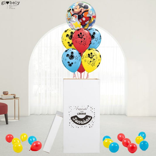 Caja GloBOOM con globos Mickey de fiesta