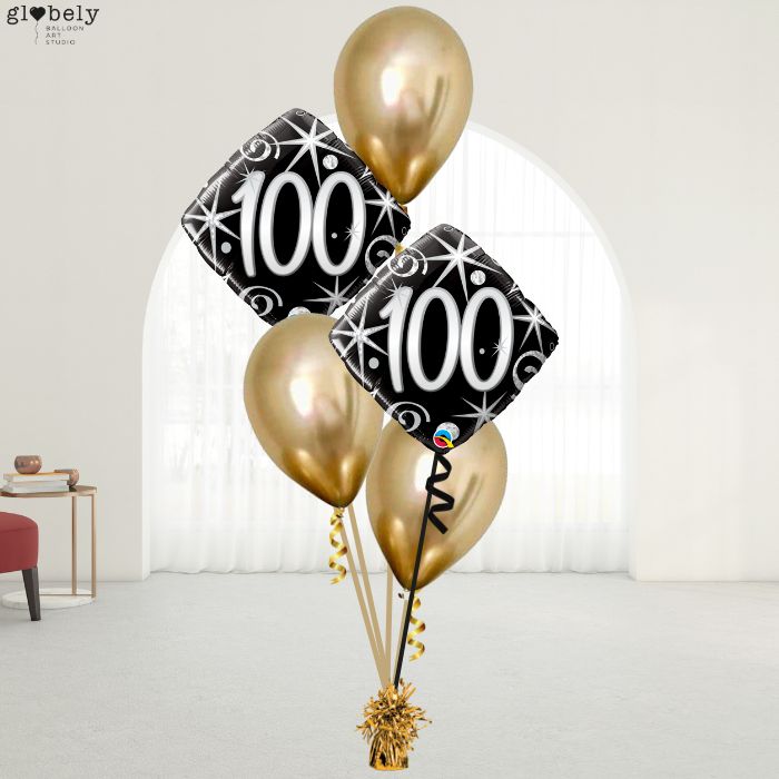 Caja GloBOOM con globos Diamond 100 Cumpleaños