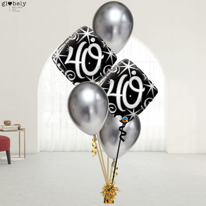 Caja GloBOOM con globos Diamond 40 Cumpleaños