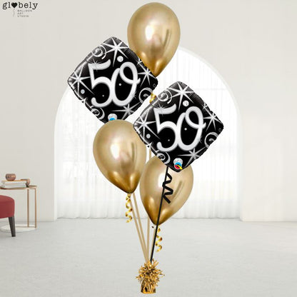 Caja GloBOOM con globos Diamond 50 Cumpleaños