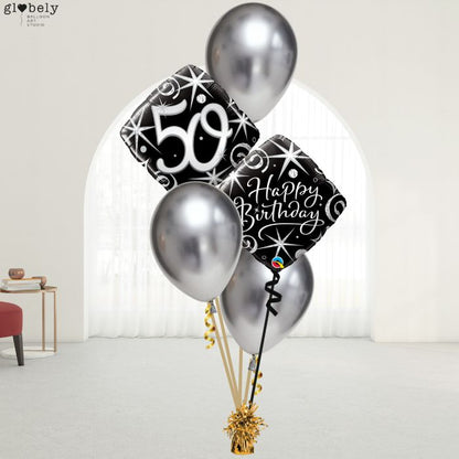 Caja GloBOOM con globos Diamond 50 Cumpleaños