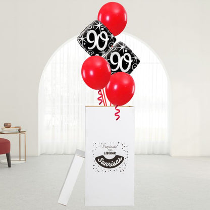 Caja GloBOOM con globos Diamond 90 Cumpleaños