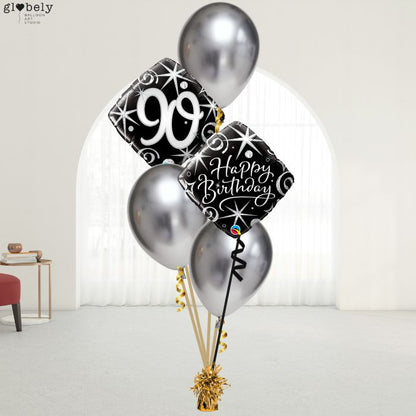 Caja GloBOOM con globos Diamond 90 Cumpleaños