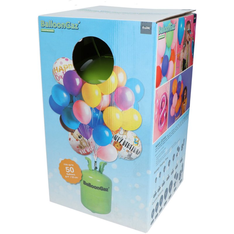 Botella helio desechable 50 globos