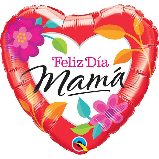 Globo corazón feliz día mamá inflado