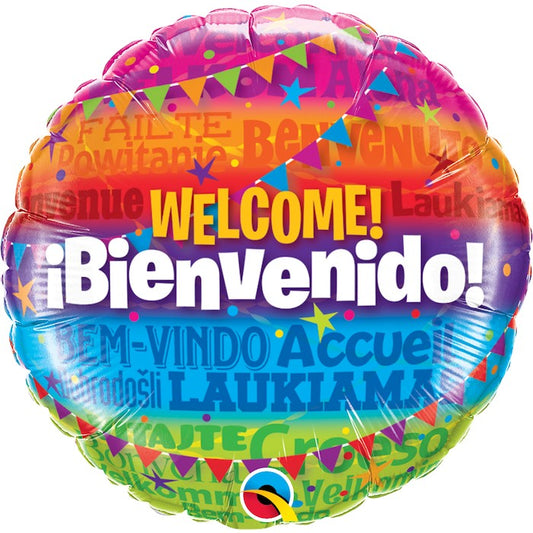 Globo bienvenido varios idiomas inflado