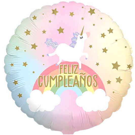 Globo Happy Birthday unicornios inflado