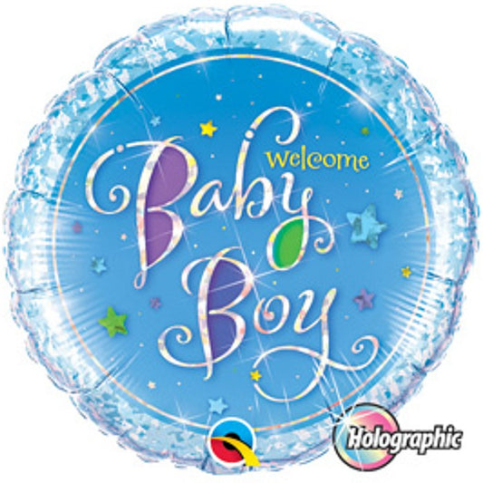 Globo welcome baby boy holográfico inflado