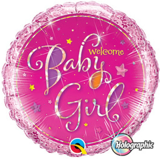 Globo welcome baby girl holográfico inflado