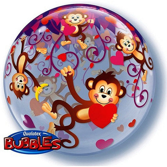 Globo bubble monos enamorados inflado