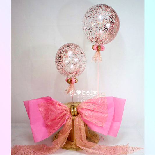 Burbuja confeti oro rosado