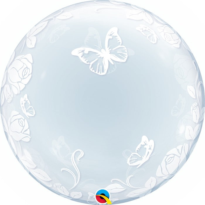 Globo decobubble rosas y mariposas inflado