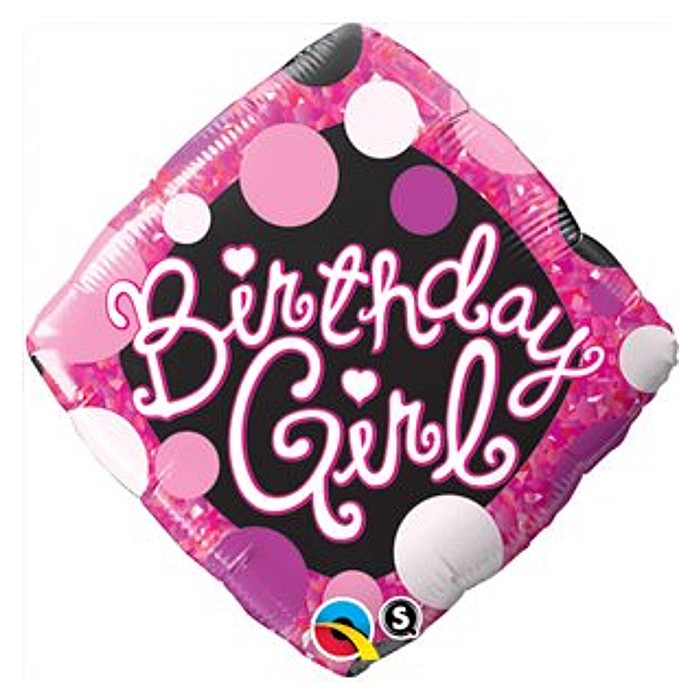 globo foil diamante birthday girl rosa y negro