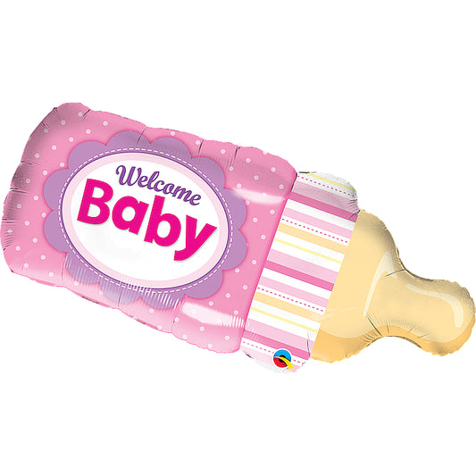 Globo foil welcome baby biberon rosa