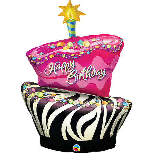 Globo foil birthday pastel zebra