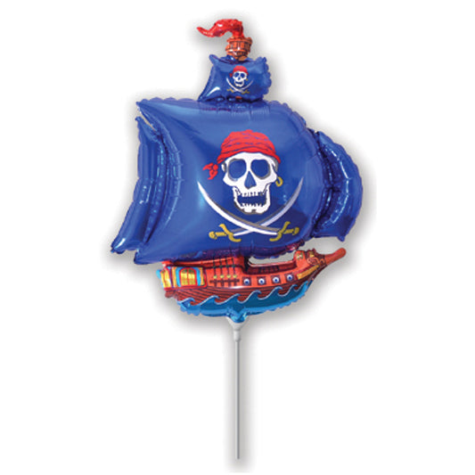 Globo foil mini barco pirata azul