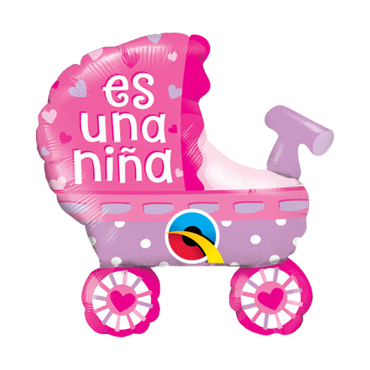 Globo foil mini carrito "es una niña"