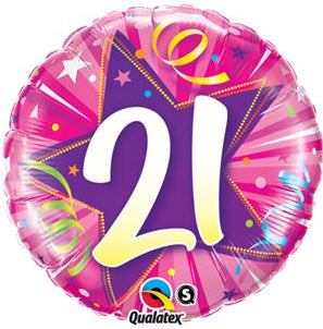 Globo numero 21 estrella fucsia