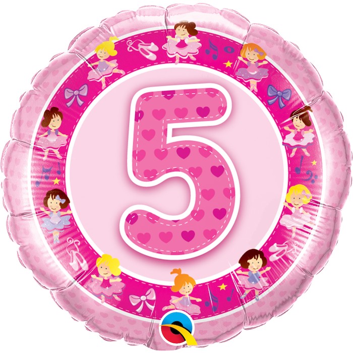 Globo numero 5 rosa bailarinas