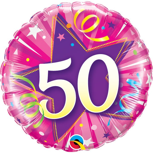 Globo numero 50 estrella fucsia