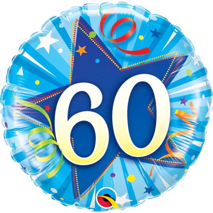 Globo numero 60 estrella azul inflado