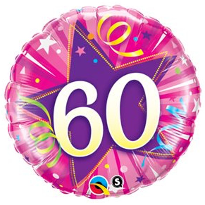 Globo numero 60 estrella fucsia inflado