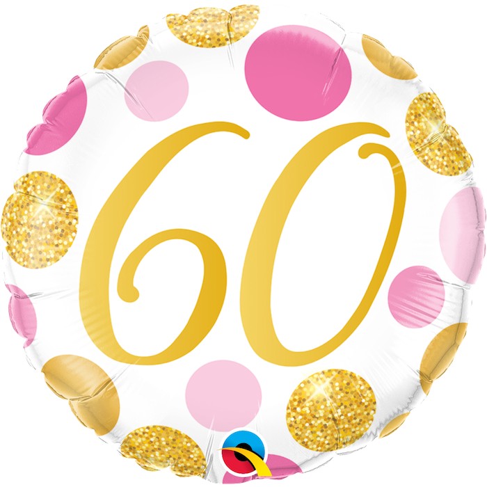 Globo numero 60 puntos rosa y oro