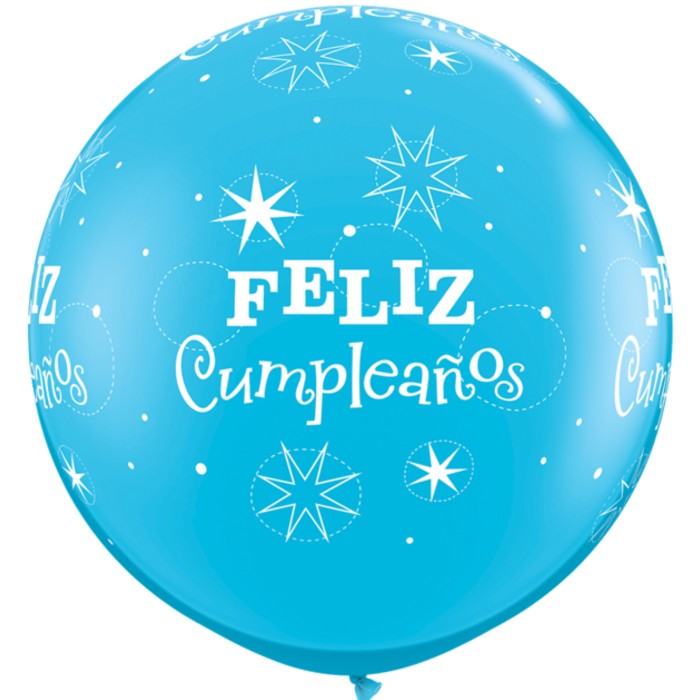 Globo gigante "feliz cumpleaños" brillos azules